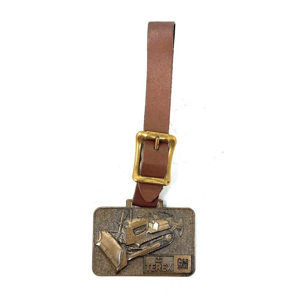 Vintage Terex GM & Allis-Chalmers Watch Fob with Leather Strap‎